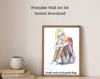 Tender hearts don't shout - Feminine Quote Printable Wall Art Set – Minimalist Home Decor (Instant Download)