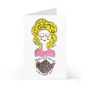 Ensemble de cartes de voeux fantaisistes, cartes de correspondance gaies, cartes illustrées à la main, parfaits pour les amateurs de thé, cadeaux d'anniversaire et d'amitié