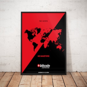 Bitcoin - No Gods No Masters (New Artwork), Bitcoin Art Print, Bitcoin Poster, Bitcoin Gift, Cypherpunks, Crypto Anarchist Manifesto