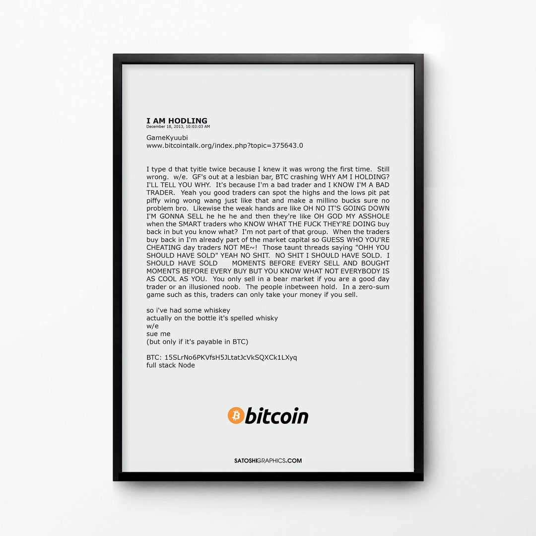 The HODL Whitepaper (new Artwork), HODL Bitcoin Art Print, Bitcoin Poster,  Bitcoin Gift, Satoshi Nakamoto, Hodling, Bitcoin Maximalist - Etsy