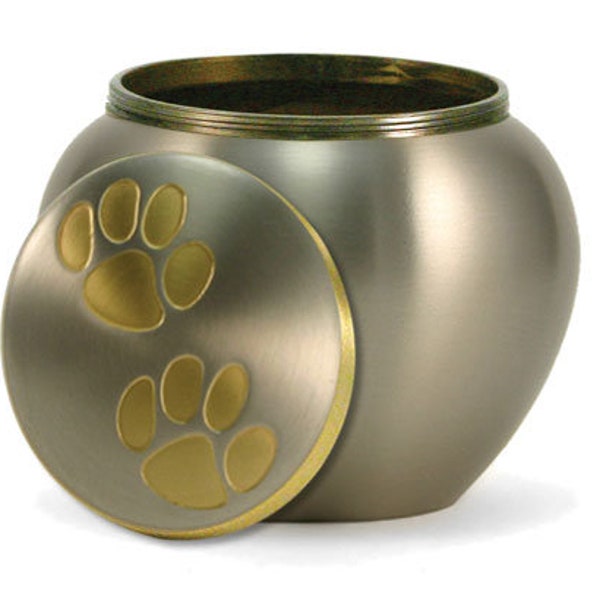 Paw Print Pet Urn with Golden Paw Prints