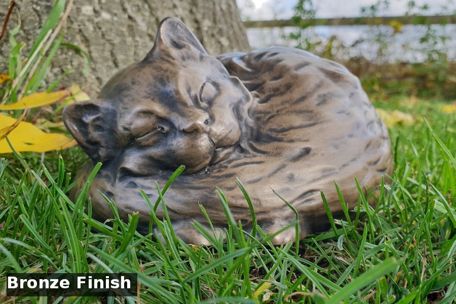 Cat Urn Memorial,  handmade sleeping cat, cat casket for the home or yard/garden