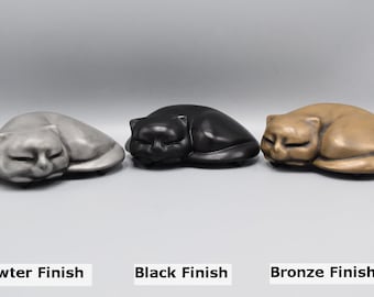 Cute Sleeping Cat ashes pet urn handmade to go in the home or garden