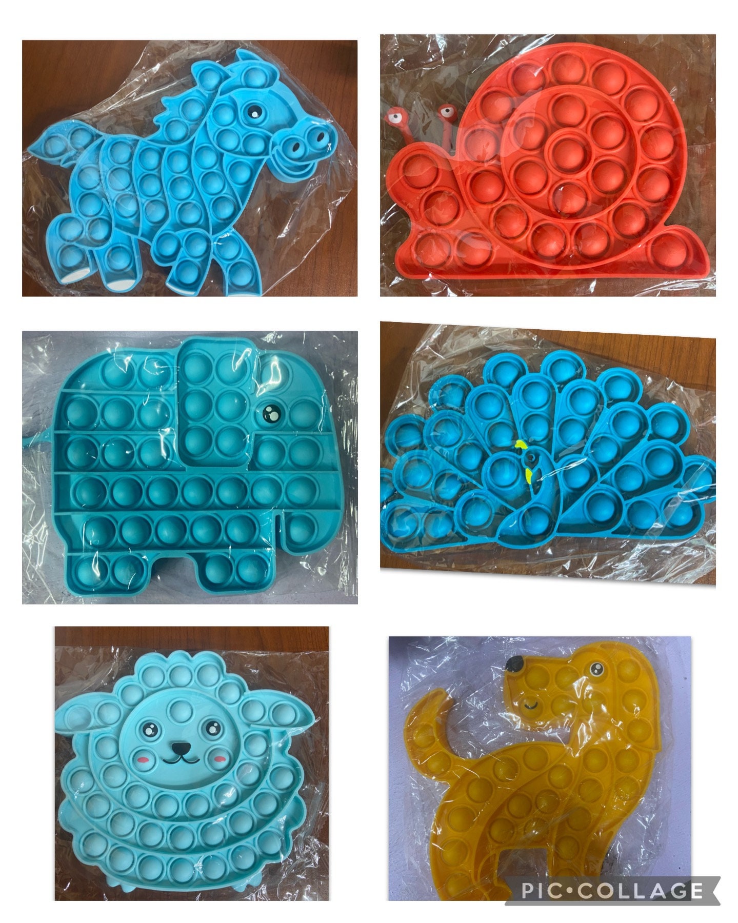 Animal Shaped Bubble Popper Pops It Autism Silicone Reliever Toy Fun for Kids Adults - Puppy Dog, Elephant, Sheep, Snail, Peacock, Horse