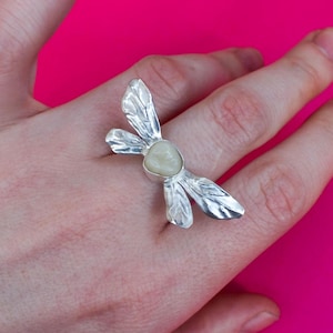 Tooth fairy molar Ring - Sterling silver band, Fairycore ring, Adjustable size, Oddities, Weirdcore