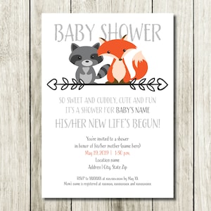 Baby Shower Invitation - Creatures (Fox & Raccoon)