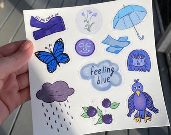 Pacote de adesivos sentindo-se azul