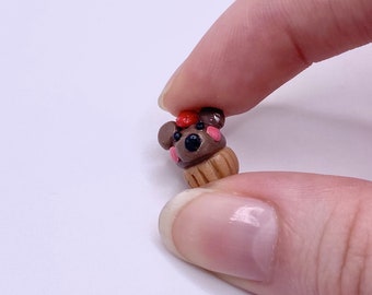 Cupcake De Urso Em Miniatura Com Morango - Comida De Decoração De Casa De Bonecas