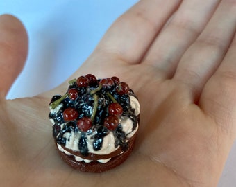Miniature Black Forest Cake - Polymer Clay Dollhouse Display Food