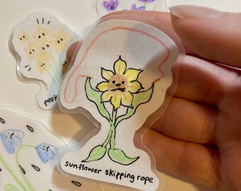 Flowery Daze — Coleção de 4 adesivos, feitos à mão com amor