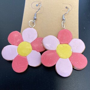 Pink Flower Drop Earrings