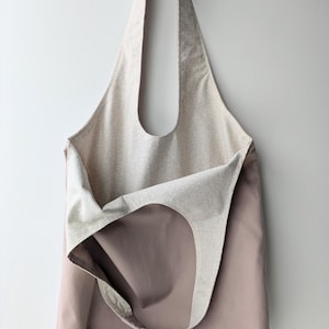 Bolso de compras / bandolera / tejidos reciclados / rosa empolvado / forro floral tostado / algodón