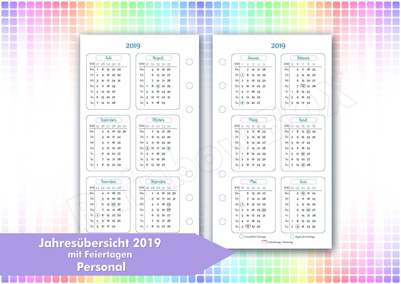 Annual Calendar With Holidays Staff 2019 - 