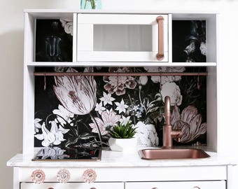 Decals for DUKTIG, Ikea, Vintage Floral Art Sticker Set, PACK OF 4, Decor, Self adhesive, Kids room, Peel and stick, Furniture Decal #13D