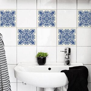 Azulejo tiles, Portuguese, PACK OF 24, Ottoman, Tunisian, Oriental, Backsplash Decal, Wall Sticker, Tile Decals, Removable, Decor #58T
