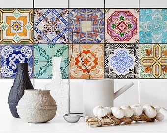 Traditional Portuguese Tiles, Azulejo Tile Stickers, PACK OF 24, Lisbon, Removable Tile Decal, Backsplash Decals, Ornamental #6T