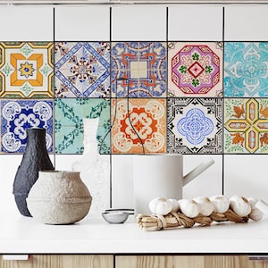 Traditional Portuguese Tiles, Azulejo Tile Stickers, PACK OF 24, Lisbon, Removable Tile Decal, Backsplash Decals, Ornamental #6T