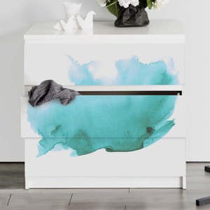 Decals for MALM Dresser, ikea, Splash Art Stickers, PACK OF 3, Watercolor, Self adhesive, Commode, Removable, Furniture decor, Decal #9M