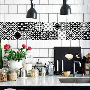 Piastrelle marocchine, decalcomania spagnola, ornamentale, CONFEZIONE DA 24, riposizionabile, stacca e attacca, attacca, adesivi per piastrelle, decalcomania da parete, talavera #40T