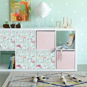 Decals for Kallax / Expedit, IKEA, Flamingo, Bird, Stickers, Ikea Furniture, Ikea Hack, Pastel, Self adhesive, Removable, Reusable #14KA