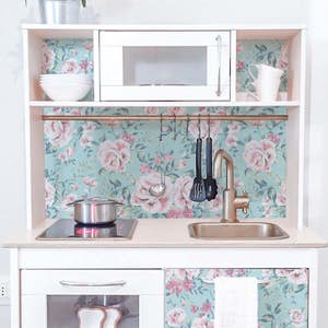 Decals for DUKTIG, Ikea Retro Sticker Set, PACK OF 4, Furniture Decal, Roses sticker for play kitchen, Kids decals, Children kitchen #1D