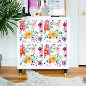 Decals for Kallax / Expedit, IKEA, Abstract Colorful Flowers, Nature, Garden, Ikea Hack, Furniture decoration, Peel and Stick #13KA