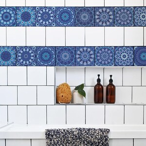 Mosaic Talavera Tile Decals, PACK OF 24, Removable, Backsplash Decals, Spain, Repositionable, Reusable, Self adhesive, Easy stick #57T