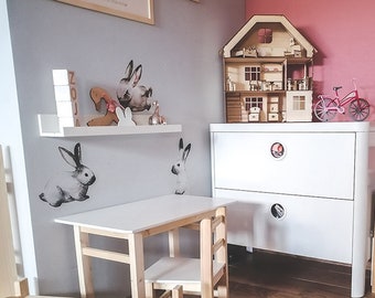 muursticker konijntjes, verplaatsbare muurdecoratie voor kinderen, schattige herbruikbare muursticker, verwijderbare muursticker konijn, muursticker konijn #16W