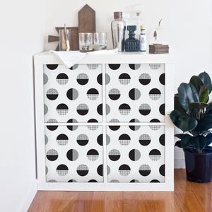 Decals for IKEA Kallax / Expedit decal, DIY Geometric Black And White Dotted stickers, Circles, Reusable, Repositionable, Removable #19KA