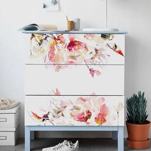 Decals for MALM Dresser, ikea, Spring Floral Stickers, PACK OF 3, Ikea furniture, Abstract, Repositionable, Covering, Peel and stick 6M image 1