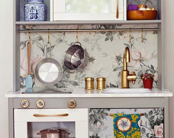 Decals for DUKTIG, Ikea, Vintage Roses Sticker Set, PACK OF 4, Furniture Decal, Removable, Kids room, Reusable, Pale pattern, Floral #3D