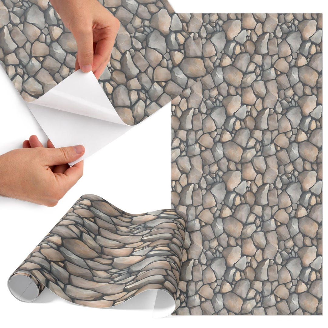 Sticker Texture Rock Stone Texture Peel and Stick Sticker, Gray and Beige Self-adhesive ...