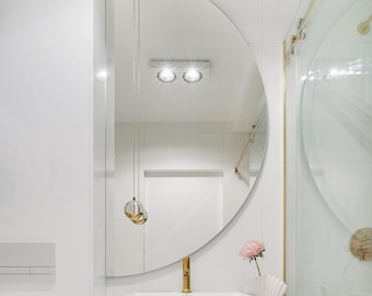 Half Circle Mirror, Minimalist Frameless Mirror, Stylish Mirror, Bathroom Aesthetic Mirror, Sleek Mirror, Bedroom Luxury Mirror