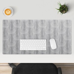 Concentric lines Desk Pad, Gray Desk Cover, Table Protector Pad, Backgrounds And Patterns Desk Mat, Desk Decoration