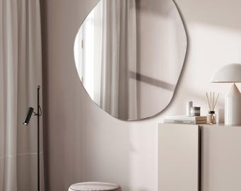 Large Frameless Mirror, Bedroom Mirror, Small Luxury Mirror Small Mirror, Wavy Bathroom Mirror, Asymmetrical Bathroom  Mirror