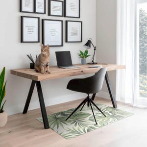 Tropical Leaves Office Chair Mat, Green Chair Mat, Office Chair Floor Protector, Plants Chair Floor Protector, Desk Chair Mat