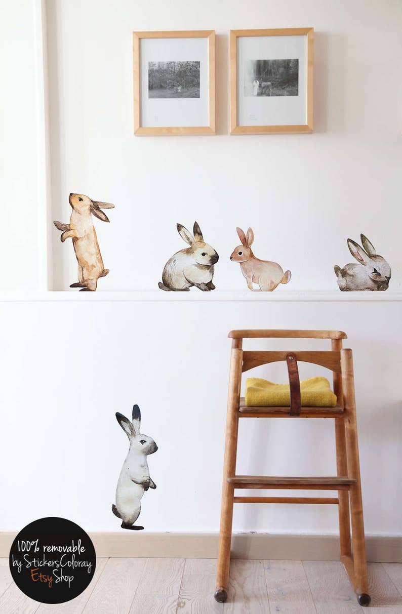 Bunnies Wall Decal Repositionable Wall Decor for Children Etsy