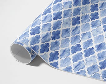 Tappeto da esterno con piastrelle a mosaico acquerellate mediterranee, tappeto da patio con piastrelle finte, tappeto in vinile blu, tappeto da veranda, tappeto adatto agli animali domestici, tappeto facile da pulire