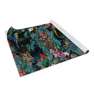 Jungle Tiger Veneer Sheets, Self Adhesive Foil, Size 39.8x19.7 inch / 100x50 cm, Table Sticker, Waterproof Sticker
