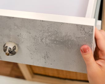 Gray Wall Peel And Stick Veneer, Gray And White Self-Adhesive Furniture Decal, Industrial / Loft Foil, Pattern Wrap