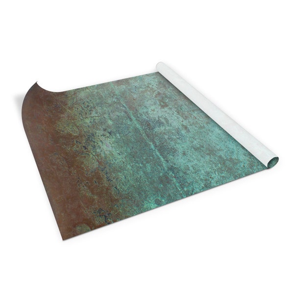 Copper Oxidized Veneer Sheets, Self Adhesive Foil, Size 39.8x19.7 inch / 100x50 cm, Table Sticker, Waterproof Sticker