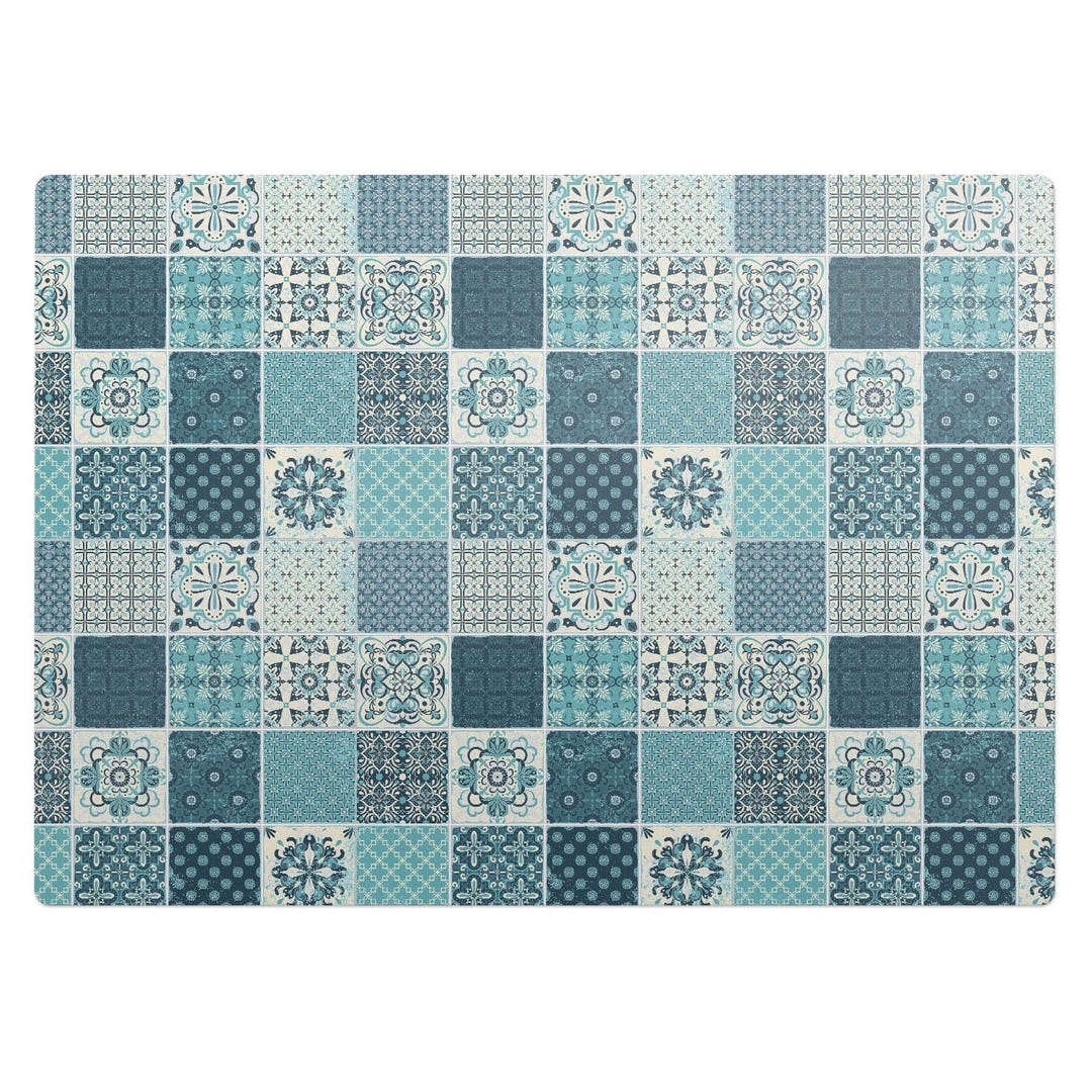 Tile Chair Tile Mosaic Office Chair Mat, Blue Chair Mat, Office Chair Floor ...