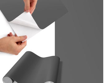 Dark Gray Peel And Stick Wrap, Gray Self-Adhesive Furniture Sticker, Minimalist Veneer, Solid Color Decal
