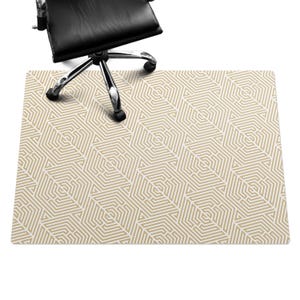 Geometric Maze Desk Chair Mat, Beige Computer Chair Mat, Office Chair Mat, Pattern Chair Mat, Gaming Chair Floor Protector