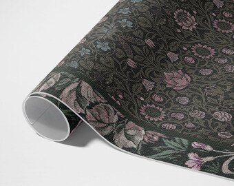 Dywan do sypialni Floral By William Morris, dywan winylowy Flowers And Plants, szary dywan winylowy, wodoodporny dywan, dywan przyjazny dla zwierząt