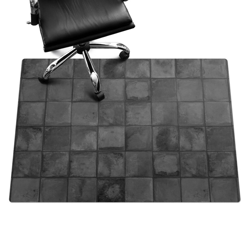 Dark Retro Tiles Office Chair Floor Protector, Gray Chair Floor ...