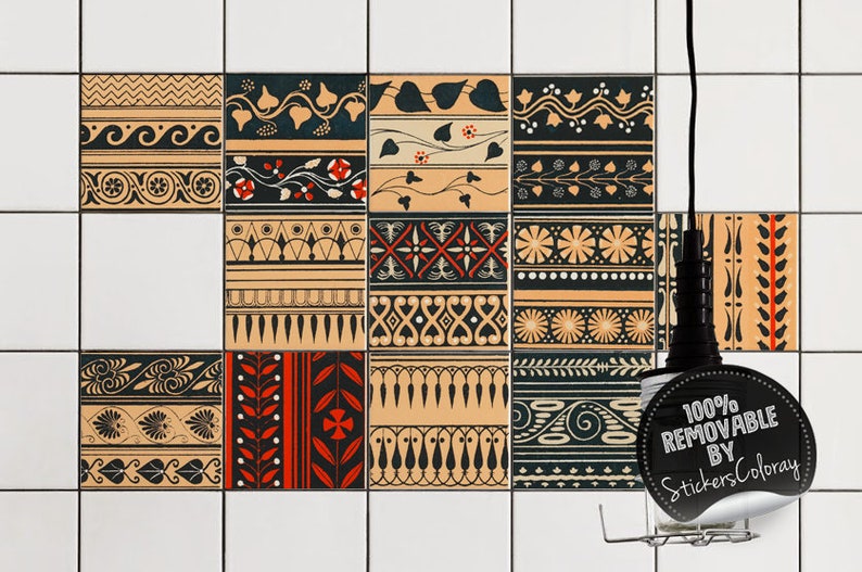 Oriental Damask Tile Stickers PACK OF 24 Ethnic Removable Etsy