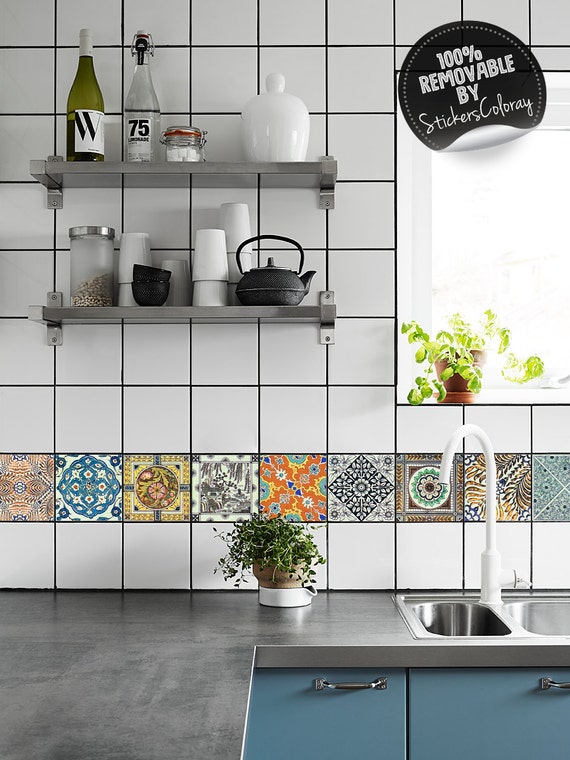 Traditional Spanish Talavera Tile Stickers Pack Of 24 Decal Backsplash Decals Ceramic Mosaic Decorative Spain Removable 12t