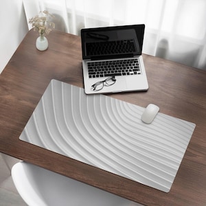 Wavy 3D lines Desk Pad, White Desk Cover, Table Protector Pad, Backgrounds And Patterns Desk Mat, Desk Decoration