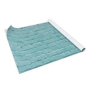 Turquoise Brick Veneer Sheets, Self Adhesive Foil, Size 39.8x19.7 inch / 100x50 cm, Table Sticker, Waterproof Sticker
